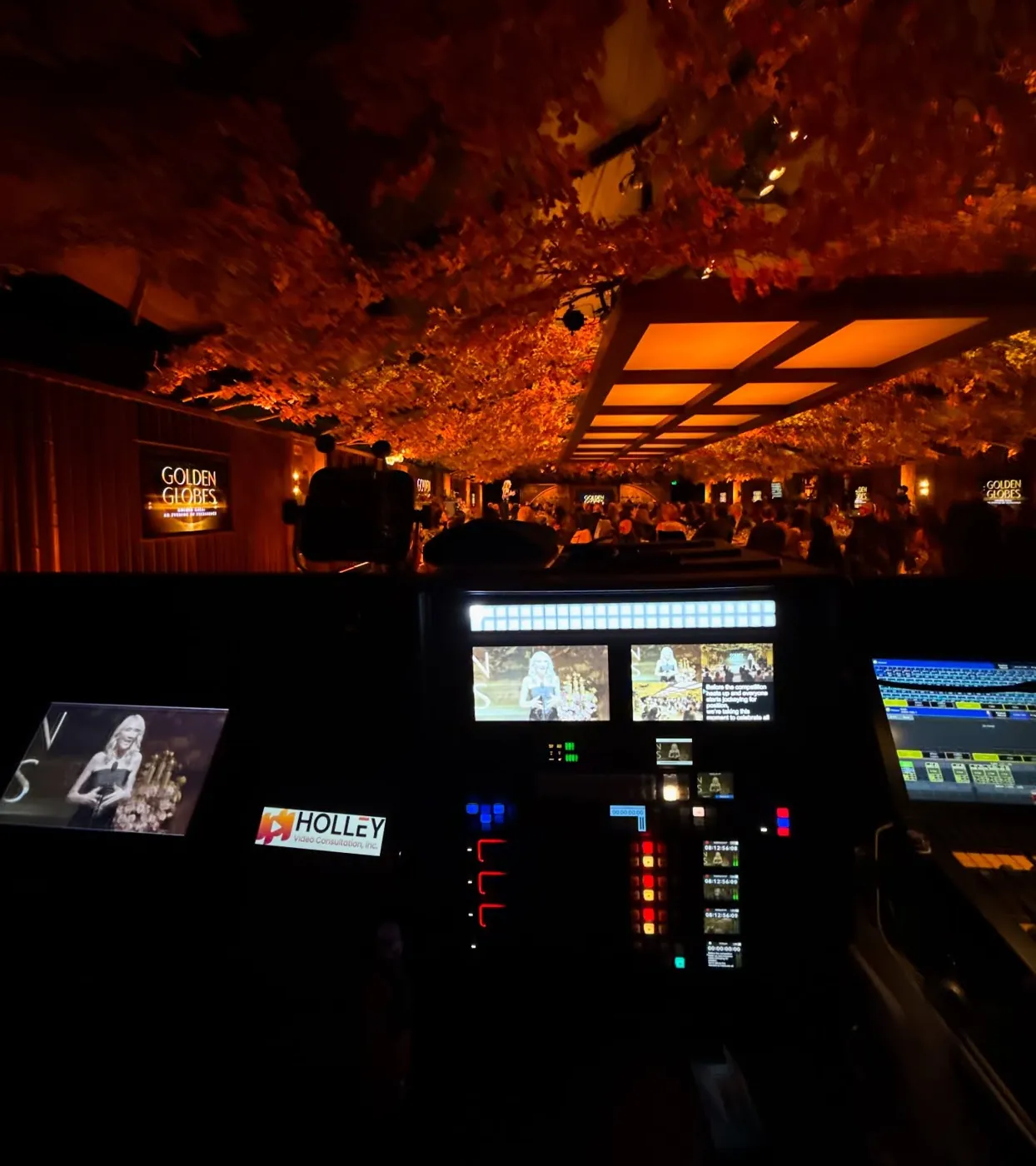 Holley Video control position lit in the dark at an awards show
